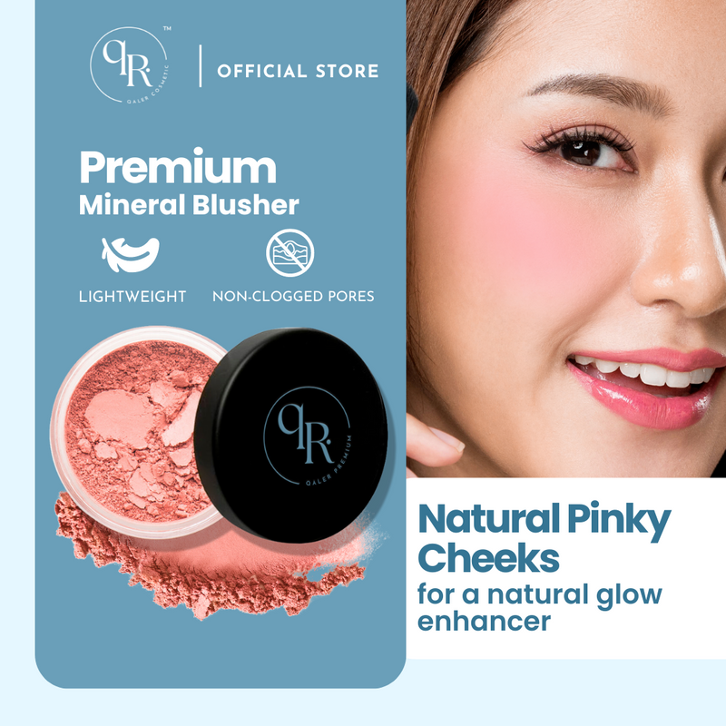 [qaleR Cosmetic] Premium Blusher (2g) - 100% pure mineral, Pinky Flush, Best for Sensitive Skin