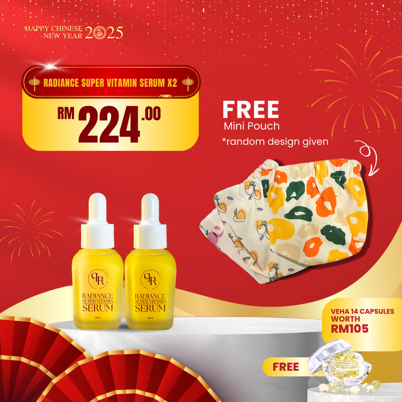 [CNY GLOWS] Radiance Super Vitamin Serum (2 bottles) + FREE VEHA (14 capsules)